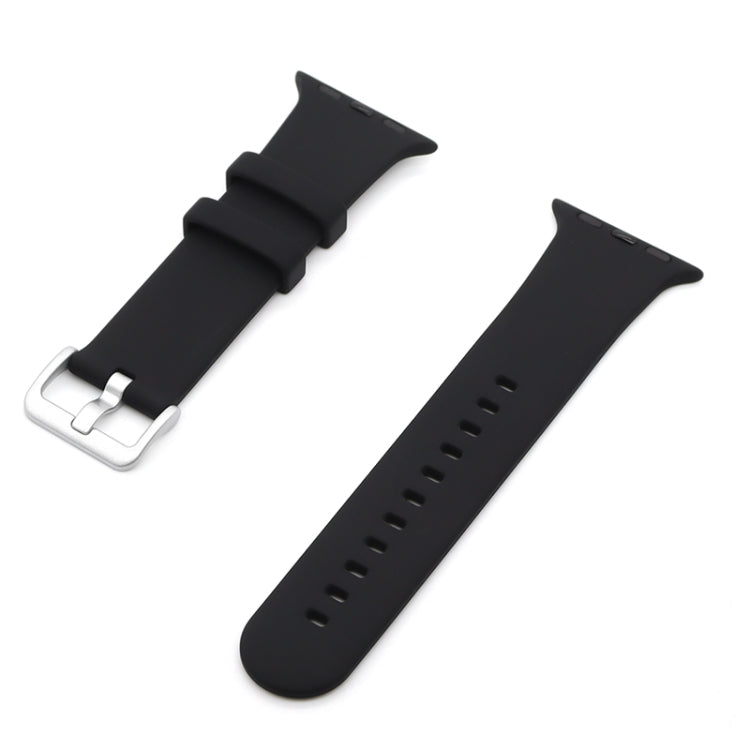 Silver Buckle Silicone Replacement Strap Watchband, For Apple Watch Series 7 41mm / & 6 & SE & 5 & 4 40mm, For Apple Watch Series 7 45mm / & 6 & SE & 5 & 4 44mm