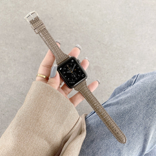 Crocodile Texture Leather Replacement Strap Watchband, For Apple Watch Series 7 41mm / & 6 & SE & 5 & 4 40mm, For Apple Watch Series 7 45mm / & 6 & SE & 5 & 4 44mm