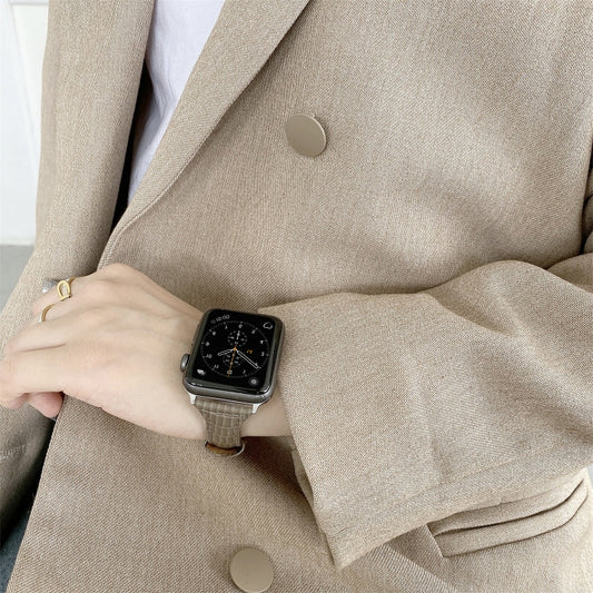 Crocodile Texture Leather Replacement Strap Watchband, For Apple Watch Series 7 41mm / & 6 & SE & 5 & 4 40mm, For Apple Watch Series 7 45mm / & 6 & SE & 5 & 4 44mm