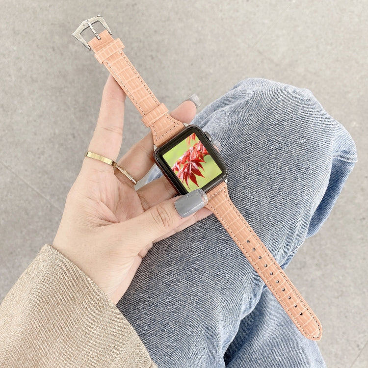 Crocodile Texture Leather Replacement Strap Watchband, For Apple Watch Series 7 41mm / & 6 & SE & 5 & 4 40mm, For Apple Watch Series 7 45mm / & 6 & SE & 5 & 4 44mm