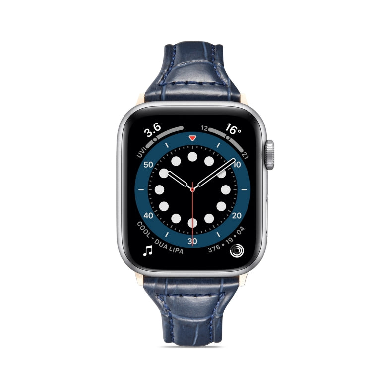 Crocodile Texture Leather Replacement Strap Watchband, For Apple Watch Series 7 41mm / & 6 & SE & 5 & 4 40mm