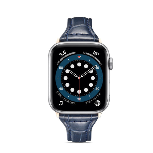 Crocodile Texture Leather Replacement Strap Watchband, For Apple Watch Series 7 41mm / & 6 & SE & 5 & 4 40mm