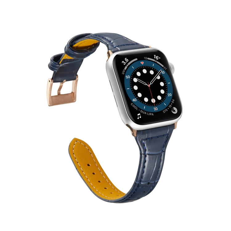 Crocodile Texture Leather Replacement Strap Watchband, For Apple Watch Series 7 41mm / & 6 & SE & 5 & 4 40mm