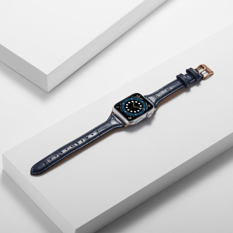 Crocodile Texture Leather Replacement Strap Watchband, For Apple Watch Series 7 41mm / & 6 & SE & 5 & 4 40mm