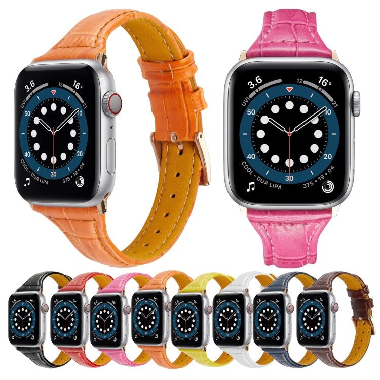 Crocodile Texture Leather Replacement Strap Watchband, For Apple Watch Series 7 41mm / & 6 & SE & 5 & 4 40mm