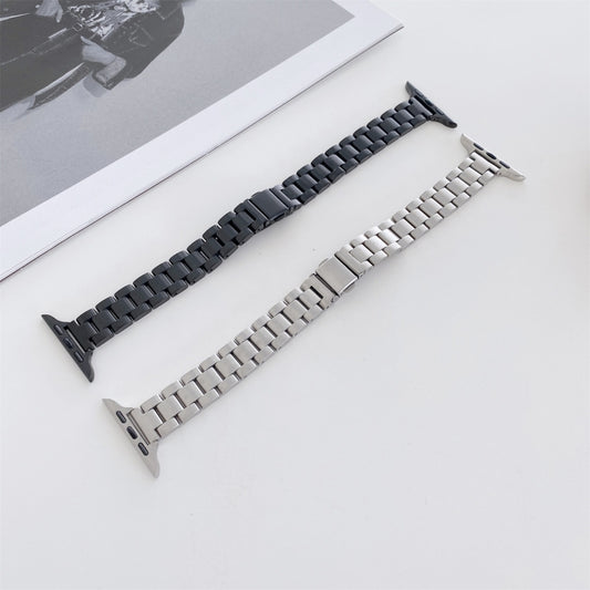 Three-beads Steel Replacement Strap Watchband, For Apple Watch Series 7 41mm / & 6 & SE & 5 & 4 40mm, For Apple Watch Series 7 45mm / & 6 & SE & 5 & 4 44mm