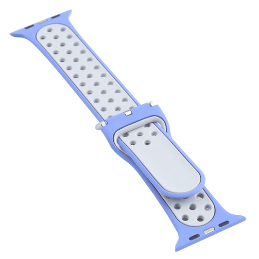 Metal Buckle Silicone Replacement Watchband For Apple Watch Series, 7 41mm / 6 & SE & 5 & 4 40mm / 3 & 2 & 1 38mm, 7 45mm / 6 & SE & 5 & 4 44mm / 3 & 2 & 1 42mm