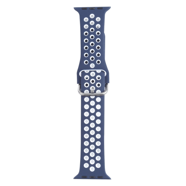Metal Buckle Silicone Replacement Watchband For Apple Watch Series, 7 41mm / 6 & SE & 5 & 4 40mm / 3 & 2 & 1 38mm, 7 45mm / 6 & SE & 5 & 4 44mm / 3 & 2 & 1 42mm