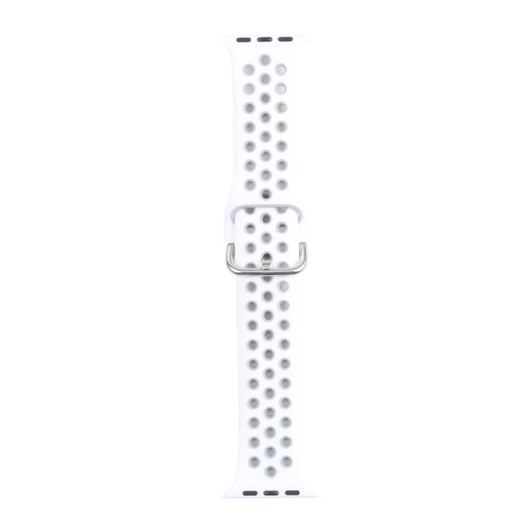 Metal Buckle Silicone Replacement Watchband For Apple Watch Series, 7 41mm / 6 & SE & 5 & 4 40mm / 3 & 2 & 1 38mm, 7 45mm / 6 & SE & 5 & 4 44mm / 3 & 2 & 1 42mm