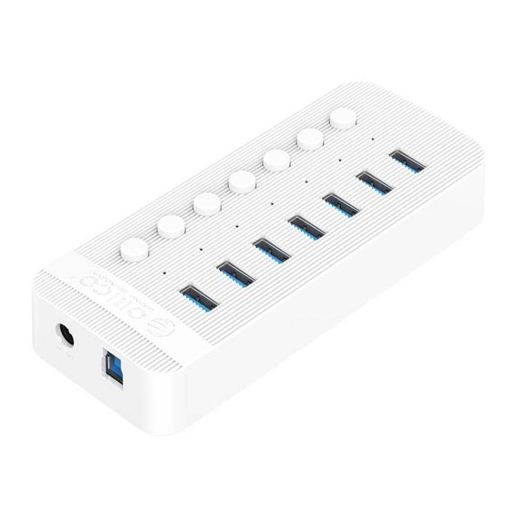 ORICO CT2U3-7AB-WH 7 In 1 Plastic Stripes Multi-Port USB HUB with Individual Switches, CT2U3-7AB-BK US Plug, CT2U3-7AB-WH US Plug