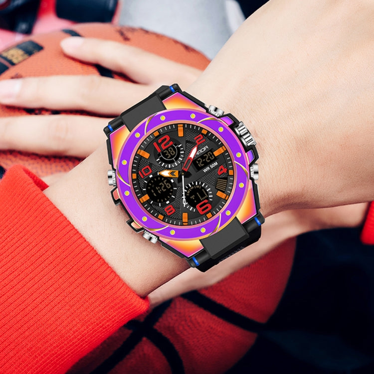 Montre de sport à quartz pour hommes SANDA avec double affichage numérique, chronomètre lumineux et réveil