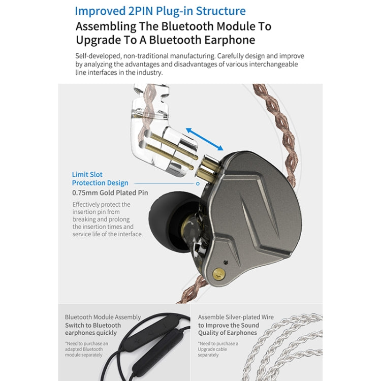 KZ ZSN Pro Ring Iron Hybrid Drive Metal In-ear Wired Earphone,, ZSN Standard Version(Blue), ZSN Standard Version(Purple), ZSN Mic Version(Grey), ZSN Mic Version(Blue), ZSN Mic Version(Purple), ZSN Standard Version(Grey)