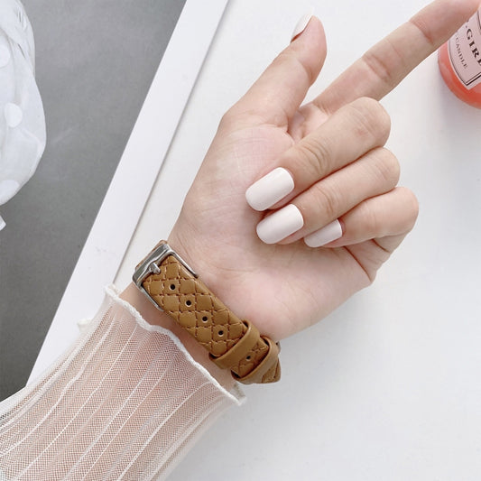 Checkered Leather Replacement Strap Watchband For Apple Watch Series, 7 41mm/6&SE&5&4 40mm/3&2&1 38mm, 7 45mm/6&SE&5&4 44mm/3&2&1 42mm