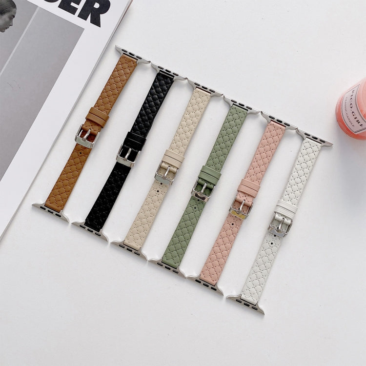 Checkered Leather Replacement Strap Watchband For Apple Watch Series, 7 41mm/6&SE&5&4 40mm/3&2&1 38mm, 7 45mm/6&SE&5&4 44mm/3&2&1 42mm