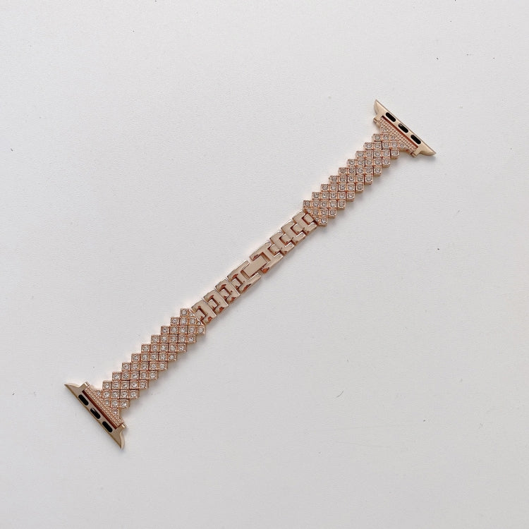 Rhombus Full Diamond Metal Replacement Wrist Strap Watchband + Case For Apple Watch Series, 6 & SE & 5 & 4 40mm, 6 & SE & 5 & 4 44mm, 3 & 2 & 1 42mm, 3 & 2 & 1 38mm