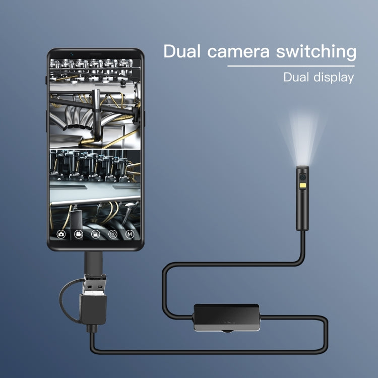 AN100 3 in 1 IP68 Waterproof USB-C / Type-C + Micro USB + USB Dual Cameras Industrial Didital Endoscope with 9 LEDs, Support Android System, Lens Diameter: 5.5mm, 1m Soft Cable, 2m Soft Cable, 3.5m Soft Cable, 5m Soft Cable, 10m Soft Cable, 1m Hard Cab...