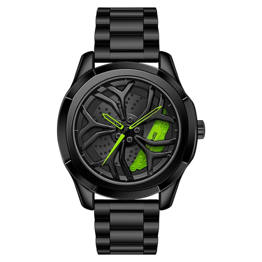 SANDA 1065 Montre à Quartz Homme avec Cadran 3D Évidé et Roue Non Rotative, Bracelet en Acier, Bracelet en Cuir, Bracelet en Maille