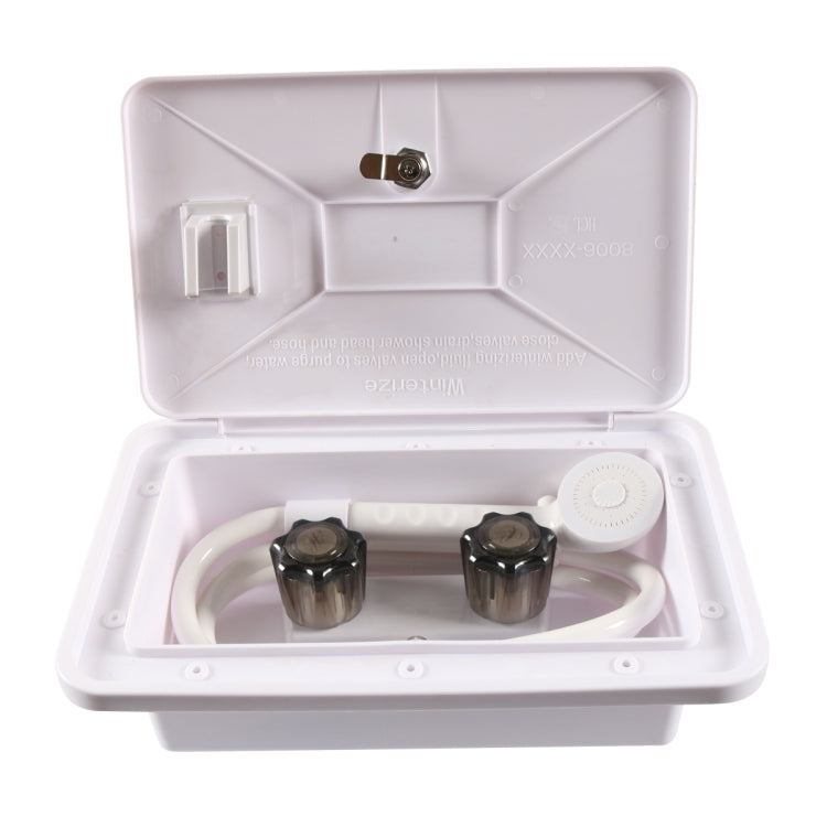 RV External Shower Box Head with Hose, A6622-01 White, A6622-02 Black