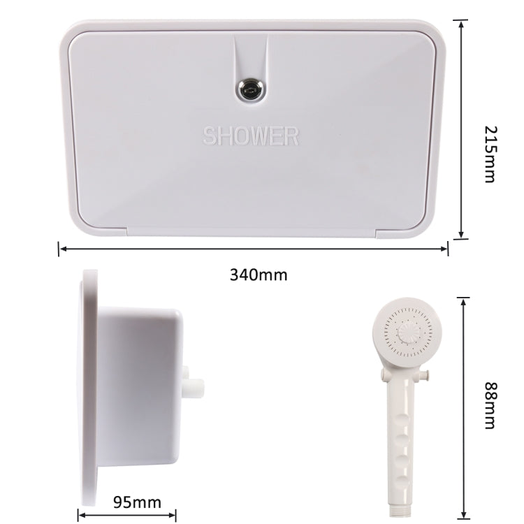 RV External Shower Box Head with Hose, A6622-01 White, A6622-02 Black