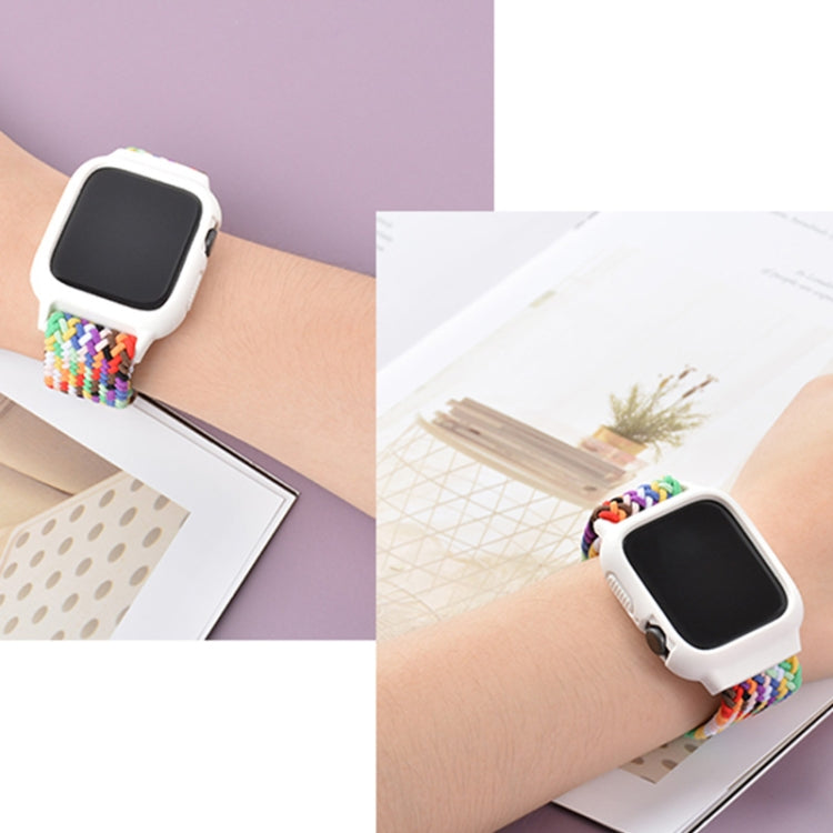 TPU-Rahmen-Schnallen-Geflecht integriertes Ersatz-Armband für Apple Watch Series, 6 & SE & 5 & 4 40mm / 3 & 2 & 1 38mm, 6 & SE & 5 & 4 44mm / 3 & 2 & 1 42mm