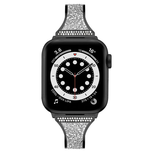 Diamond Encrusted Leather Strap Watchband For Apple Watch Series, 7 41mm / 6&SE&5&4 40mm / 3&2&1 38mm, 7 45mm / 6&SE&5&4 44mm / 3&2&1 42mm