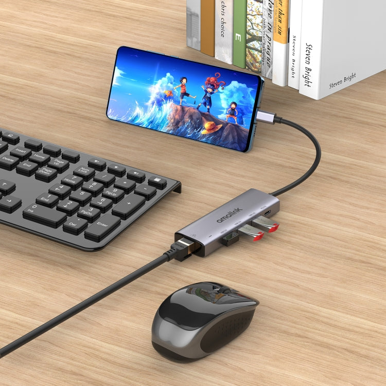 amalink 95121D Type-C / USB-C to RJ45 + 3 Ports USB + PD 3.0 Multi-function HUB, 95121D