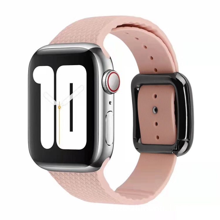 Black Buckle Silicone Watchband For Apple Watch Series, 7 41mm / 6&SE&5&4 40mm / 3&2&1 38mm, 7 45mm / 6&SE&5&4 44mm / 3&2&1 42mm