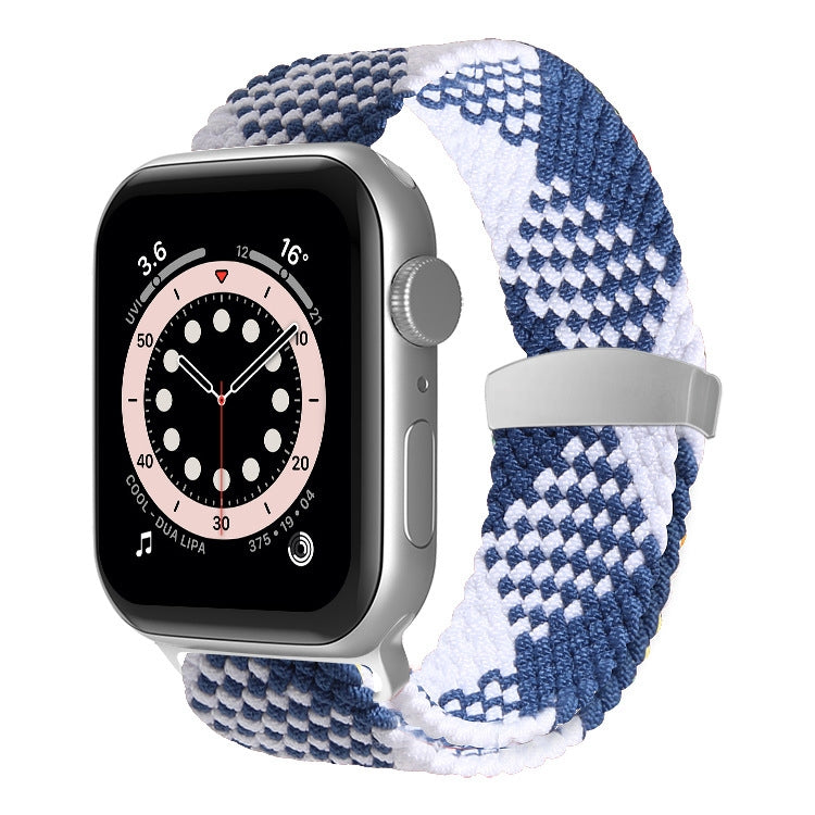 Nylon Braid Watchband For Apple Watch Series, 7 45mm / 6&SE&5&4 44mm / 3&2&1 42mm, 7 41mm / 6&SE&5&4 40mm / 3&2&1 38mm