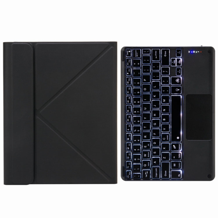 H-097CS Touch Backlight Bluetooth Keyboard Leather Case with Rear Three-fold Holder, For iPad 9.7 2018 & 2017, For iPad Pro 11 inch 2021 & 2020 & 2018 / Air 2020 10.9