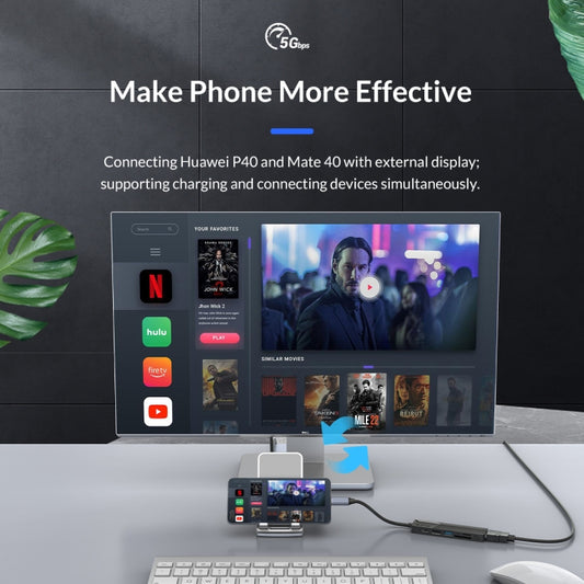 ORICO MDK-5P-GY-BP 5 In 1 Type-C / USB-C Multifunctional Docking Station, MDK-5P-GY-BP