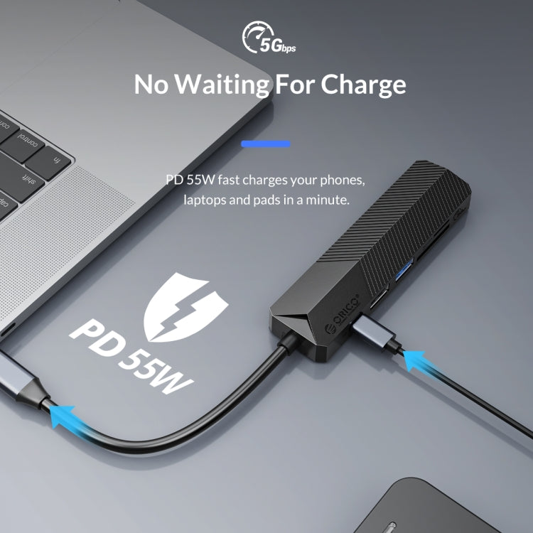 ORICO MDK-6P-GY-BP 6 In 1 Type-C / USB-C Multifunctional Docking Station, MDK-6P-GY-BP