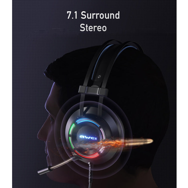awei GM-2 USB + 3.5mm Ambient Light Gaming Wired Headset with Microphone