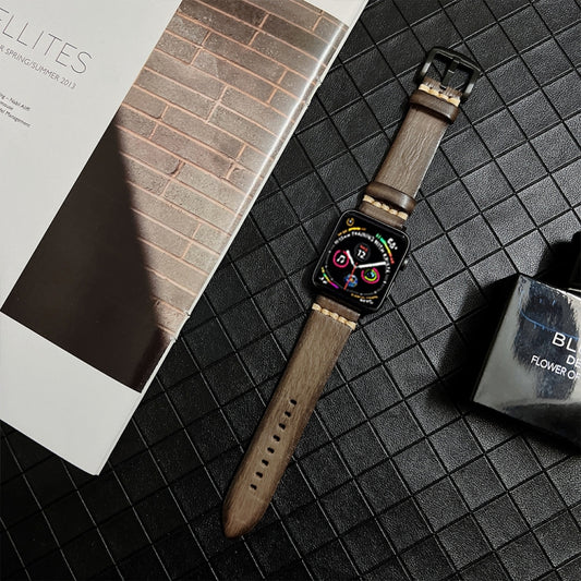 Genuine Leather Watchband For Apple Watch Series, 7 41mm / 6&SE&5&4 40mm / 3&2&1 38mm, 7 45mm / 6&SE&5&4 44mm / 3&2&1 42mm
