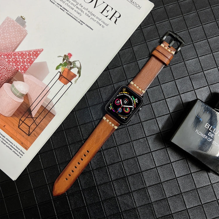 Genuine Leather Watchband For Apple Watch Series, 7 41mm / 6&SE&5&4 40mm / 3&2&1 38mm, 7 45mm / 6&SE&5&4 44mm / 3&2&1 42mm