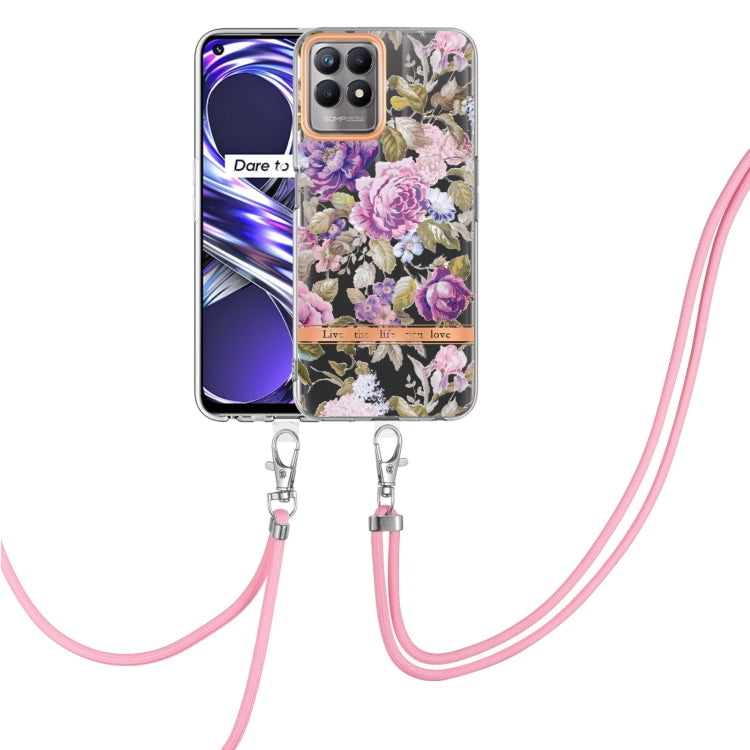 Flowers Series TPU Phone Case with Lanyard, For OPPO A15 / A15S, For OPPO A55 5G / A53S 5G / A54 4G / A16 / A54S 4G, For OPPO A74 5G / A93 5G / A54 5G / A93S 5G, For OPPO A94 5G, For OPPO Realme 8i, For OPPO Reno6 5G, For OPPO Reno6 Pro+ 5G