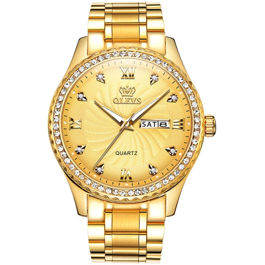 OLEVS 5565 Men Fashion Waterproof Stainless Steel Strap Diamond Quartz Watch
