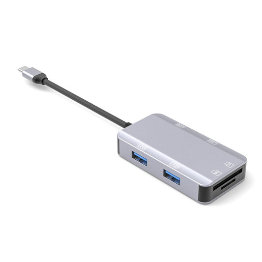 NK-3049 6 in 1 USB-C / Type-C to TF / SD Card Slot + 4 USB Female Adapter, NK-3049