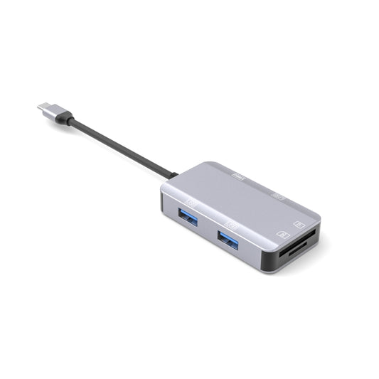 NK-3049H 6 in 1 USB-C / Type-C to TF / SD Card Slot + USB 3.0 + 3 USB 2.0 Female Adapter, NK-3049H