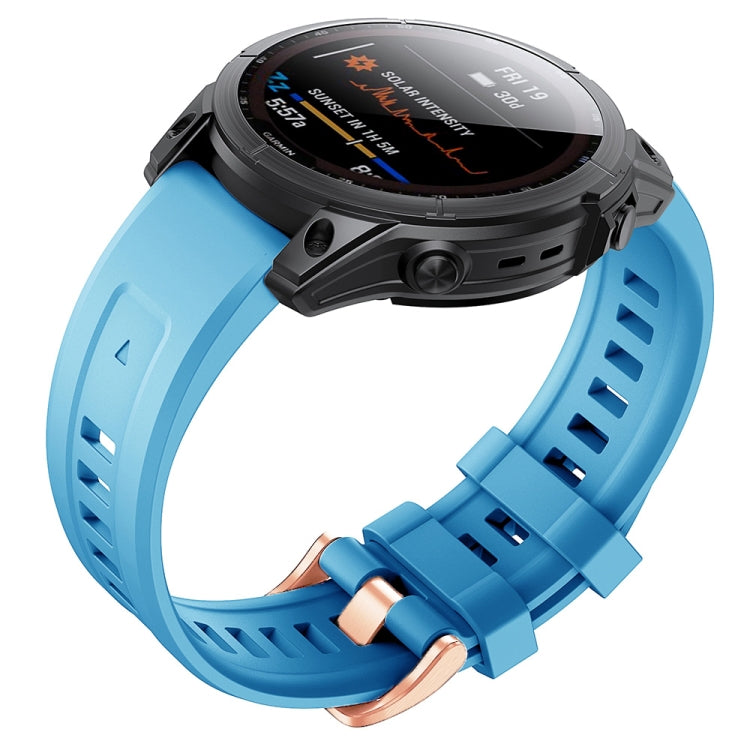 Silicone Rose Gold Buckle Watchband, For Garmin Fenix 7S