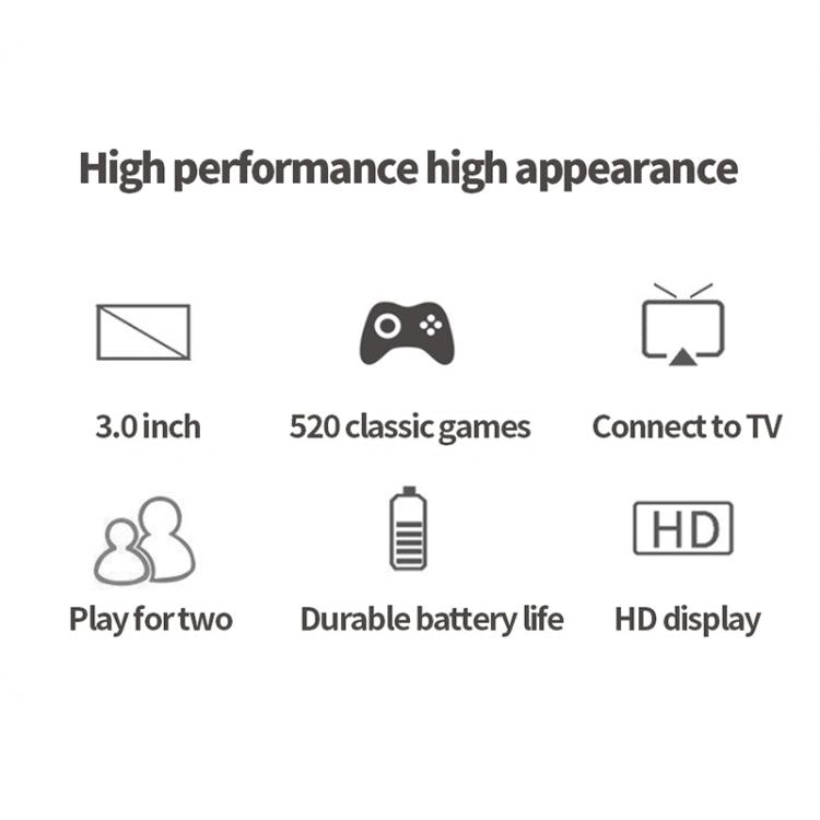 S8 3.0 inch Screen Classic Handheld Game Console Built-in 520 Games