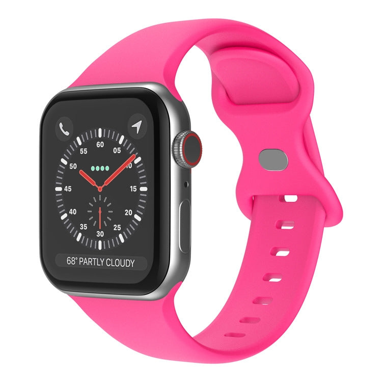 Butterfly Buckle Silicone Watchband, Size: S For Apple Watch Series, 7 41mm / 6&SE&5&4 40mm / 3&2&1 38mm, 7 45mm / 6&SE&5&4 44mm / 3&2&1 42mm