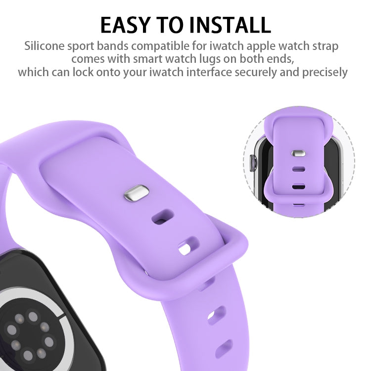 Butterfly Buckle Silicone Watchband, Size: S For Apple Watch Series, 7 41mm / 6&SE&5&4 40mm / 3&2&1 38mm, 7 45mm / 6&SE&5&4 44mm / 3&2&1 42mm