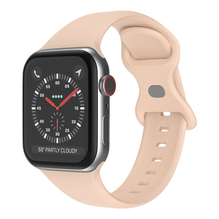 Butterfly Buckle Silicone Watchband, Size: S For Apple Watch Series, 7 41mm / 6&SE&5&4 40mm / 3&2&1 38mm, 7 45mm / 6&SE&5&4 44mm / 3&2&1 42mm