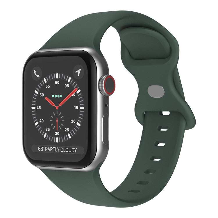 Butterfly Buckle Silicone Watchband, Size: S For Apple Watch Series, 7 41mm / 6&SE&5&4 40mm / 3&2&1 38mm, 7 45mm / 6&SE&5&4 44mm / 3&2&1 42mm