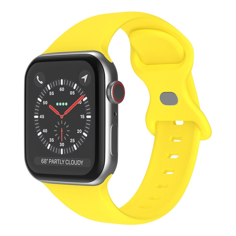 Butterfly Buckle Silicone Watchband, Size: S For Apple Watch Series, 7 41mm / 6&SE&5&4 40mm / 3&2&1 38mm, 7 45mm / 6&SE&5&4 44mm / 3&2&1 42mm