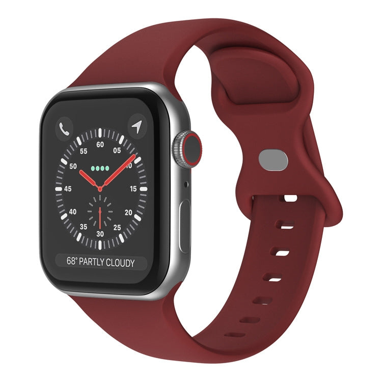 Butterfly Buckle Silicone Watchband, Size: L For Apple Watch Series, 7 41mm / 6&SE&5&4 40mm / 3&2&1 38mm, 7 45mm / 6&SE&5&4 44mm / 3&2&1 42mm
