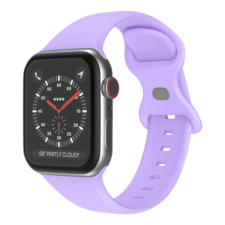 Butterfly Buckle Silicone Watchband, Size: L For Apple Watch Series, 7 41mm / 6&SE&5&4 40mm / 3&2&1 38mm, 7 45mm / 6&SE&5&4 44mm / 3&2&1 42mm