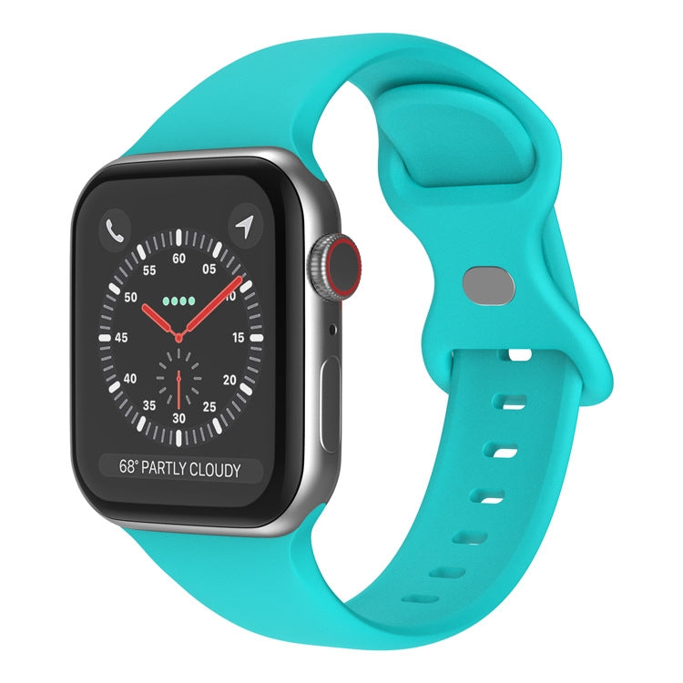Butterfly Buckle Silicone Watchband, Size: L For Apple Watch Series, 7 41mm / 6&SE&5&4 40mm / 3&2&1 38mm, 7 45mm / 6&SE&5&4 44mm / 3&2&1 42mm