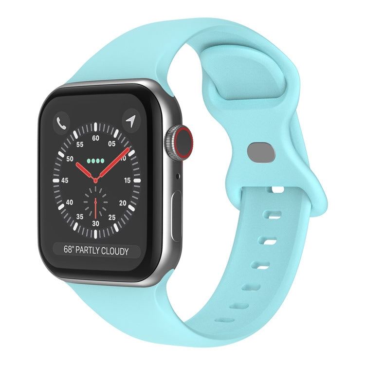 Butterfly Buckle Silicone Watchband, Size: L For Apple Watch Series, 7 41mm / 6&SE&5&4 40mm / 3&2&1 38mm, 7 45mm / 6&SE&5&4 44mm / 3&2&1 42mm
