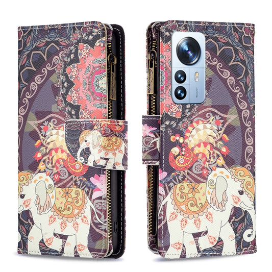 Colored Drawing Pattern Zipper Leather Phone Case, For Xiaomi 12 Pro